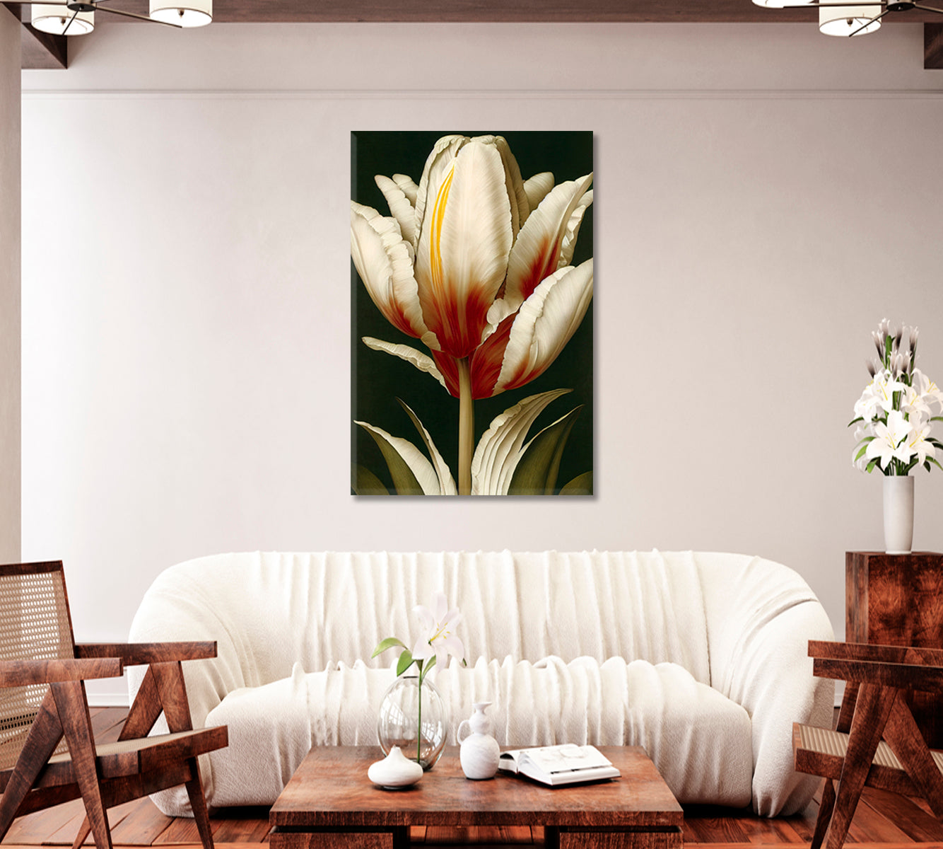 Beautiful Tulip Flower Canvas Home Decor-Canvas Print-CetArt-1 panel-16x24 inches-CetArt