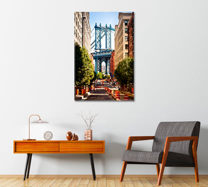 Manhattan Bridge Brooklyn Canvas Wall Decor-Canvas Print-CetArt-1 panel-16x24 inches-CetArt