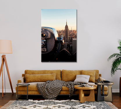 Sunset Over New York Wall Art-Canvas Print-CetArt-1 panel-16x24 inches-CetArt