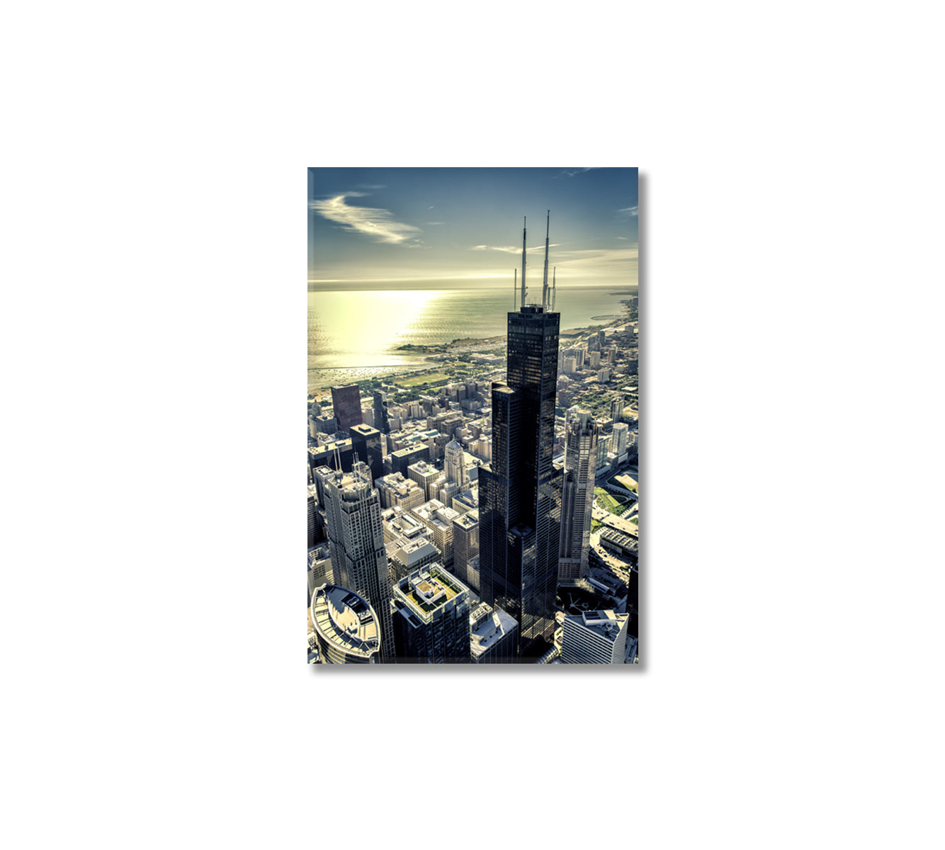 Chicago City Skyline Print Canvas Art-Canvas Print-CetArt-1 panel-16x24 inches-CetArt