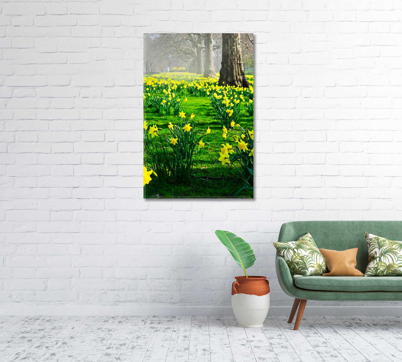 Blooming Daffodils Flowers Canvas Wall Art-Canvas Print-CetArt-1 panel-16x24 inches-CetArt