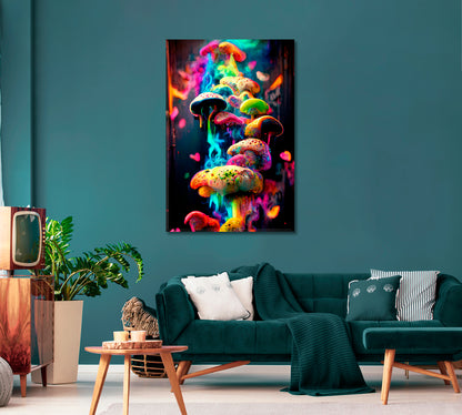 Abstract Multicolor Mushroom Wall Decor Canvas-Canvas Print-CetArt-1 panel-16x24 inches-CetArt