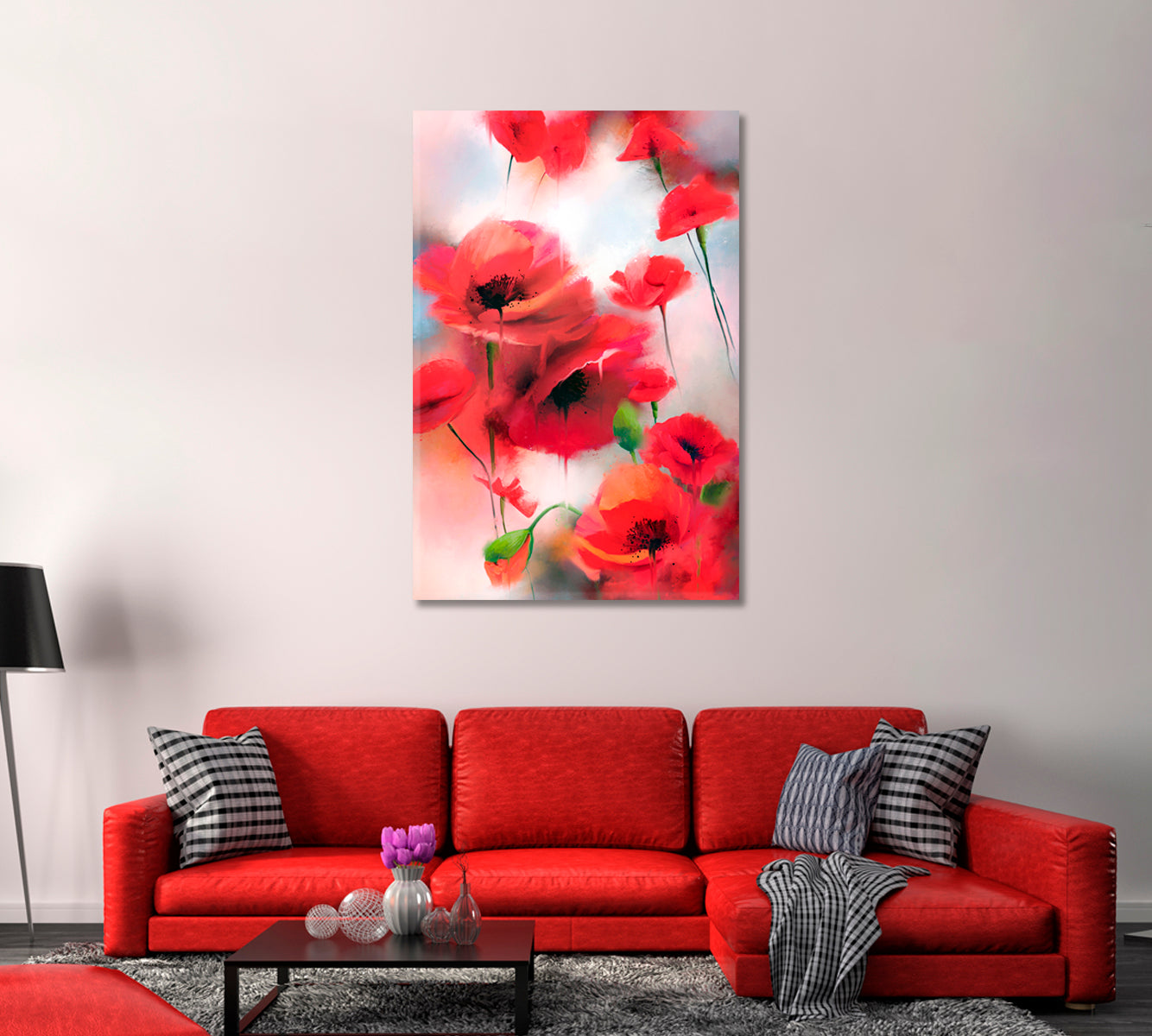 Red Poppies Abstract Canvas Print-Canvas Print-CetArt-1 panel-16x24 inches-CetArt