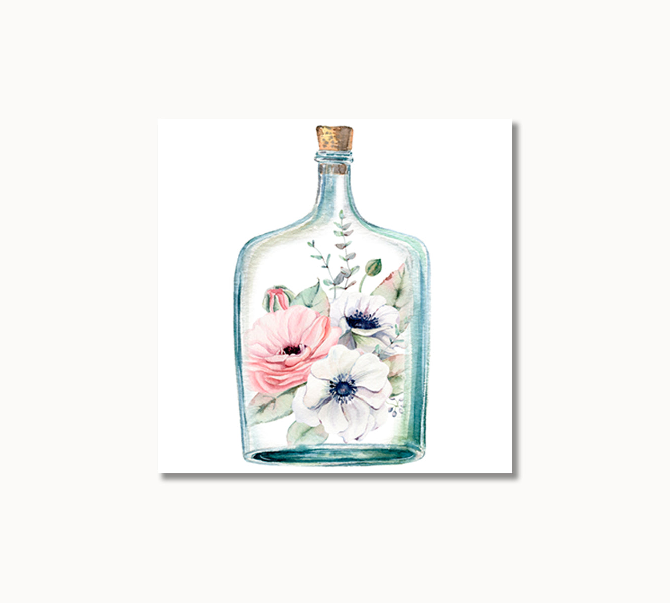 Flowers in Bottle Print Canvas Art-Canvas Print-CetArt-1 panel-12x12 inches-CetArt