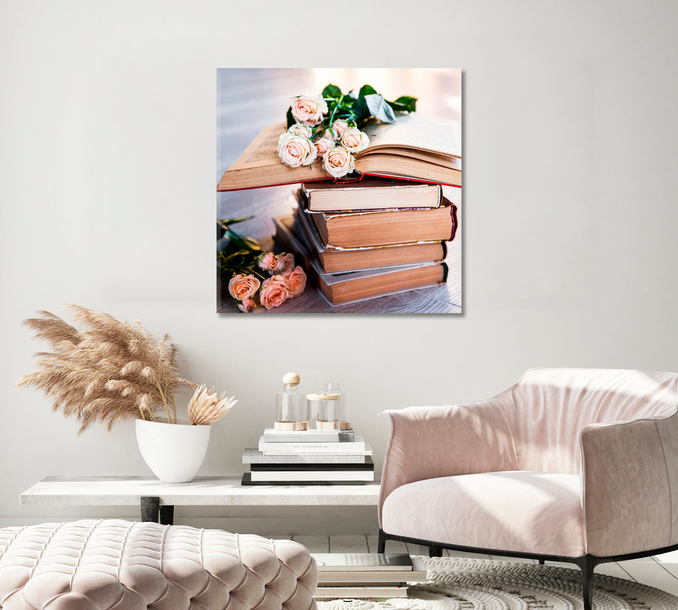 Roses Vintage Still Life Art Print-Canvas Print-CetArt-1 panel-12x12 inches-CetArt