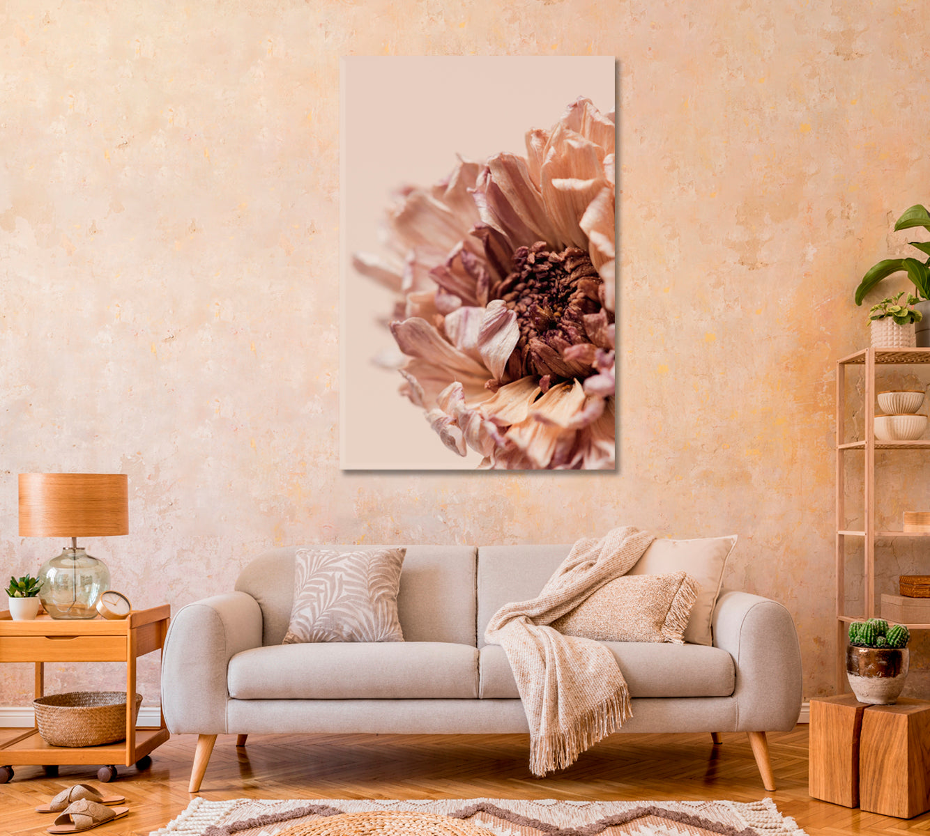 Beige Chrysanthemum Flower Trendy Wall Décor-Canvas Print-CetArt-1 panel-16x24 inches-CetArt