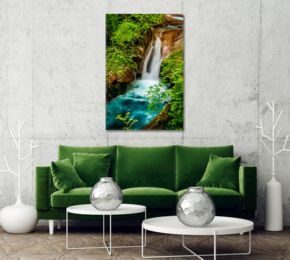 Jungle Waterfall Canvas Wall Art-Canvas Print-CetArt-1 panel-16x24 inches-CetArt