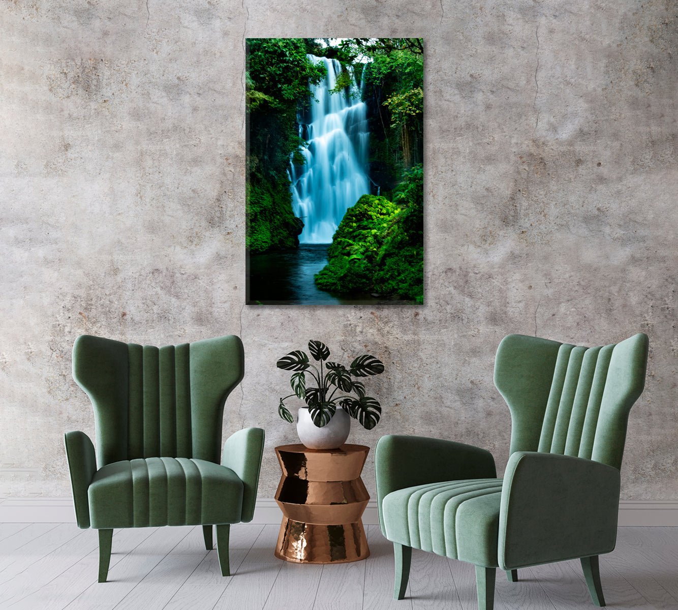 Rainforest Waterfall Canvas Art For Home-Canvas Print-CetArt-1 panel-16x24 inches-CetArt