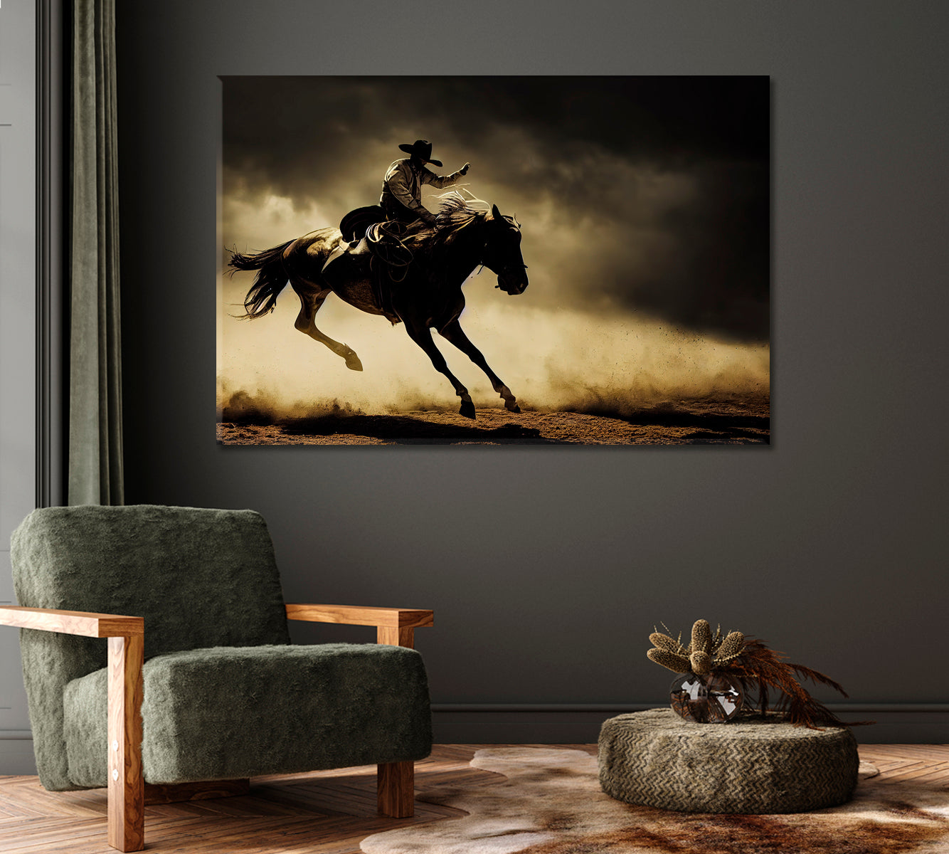 Cowboy Canvas Print Wall Art-Canvas Print-CetArt-1 Panel-24x16 inches-CetArt