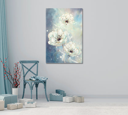 Tender White Flowers Canvas Art Decor-Canvas Print-CetArt-1 panel-16x24 inches-CetArt