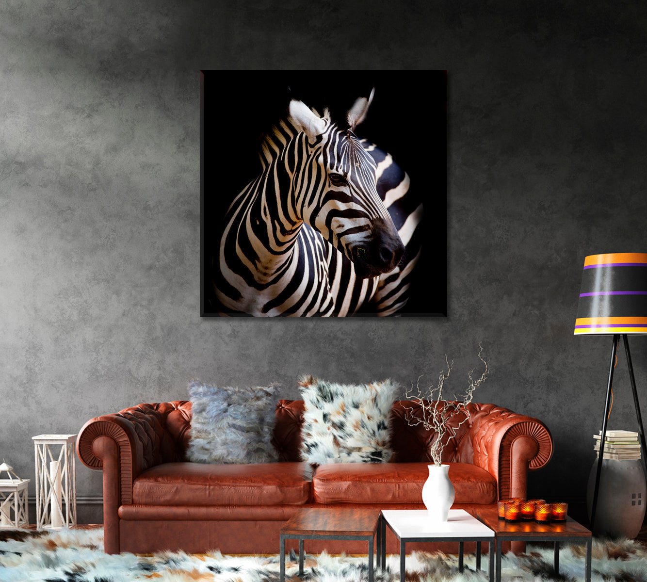 Burchell Zebra Wall Art Decor-Canvas Print-CetArt-1 panel-12x12 inches-CetArt