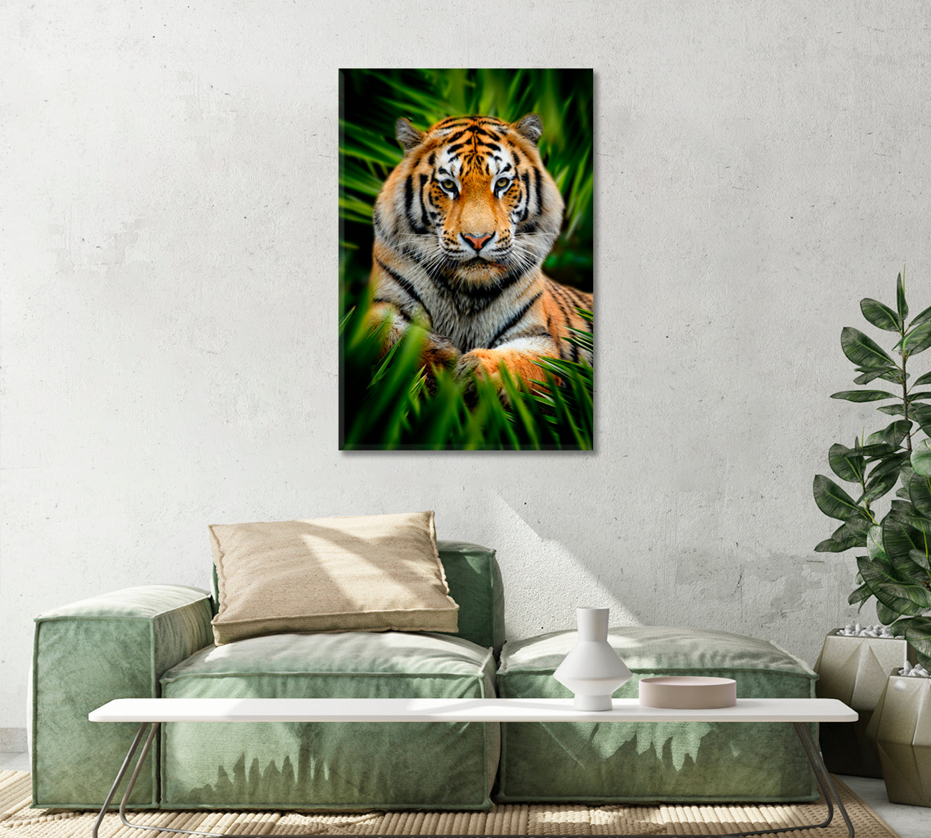 Tiger in Jungle Canvas Home Decor-Canvas Print-CetArt-1 panel-16x24 inches-CetArt