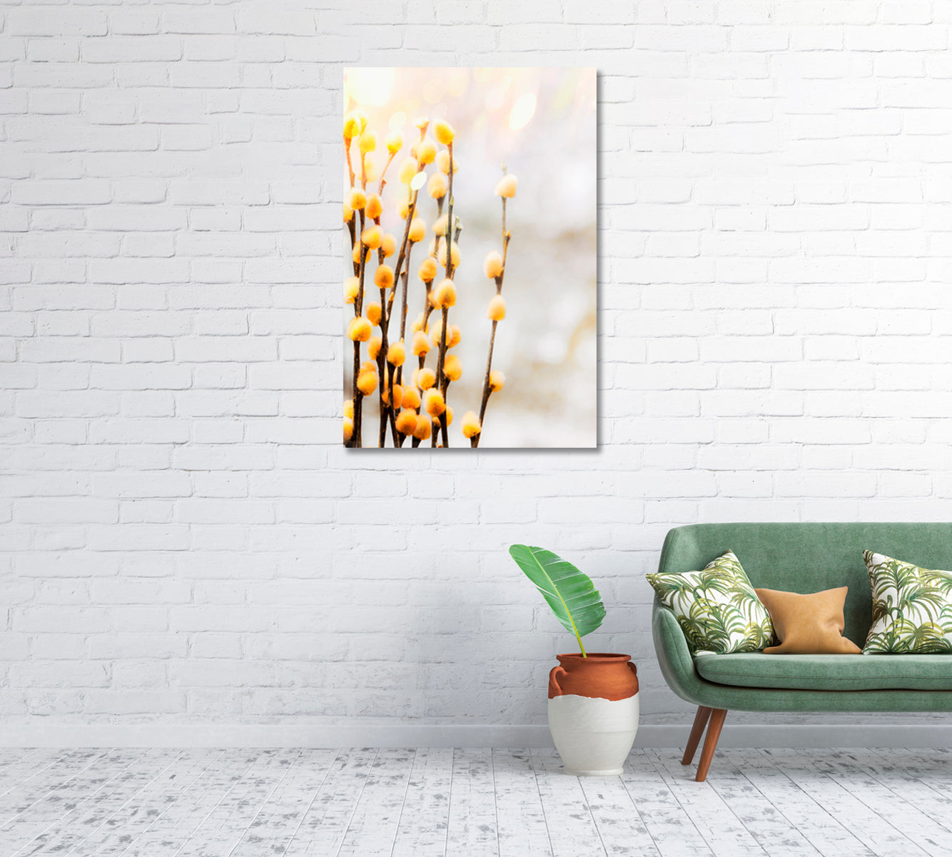 Yellow Willow Branches Giclee Art Decor-Canvas Print-CetArt-1 panel-16x24 inches-CetArt