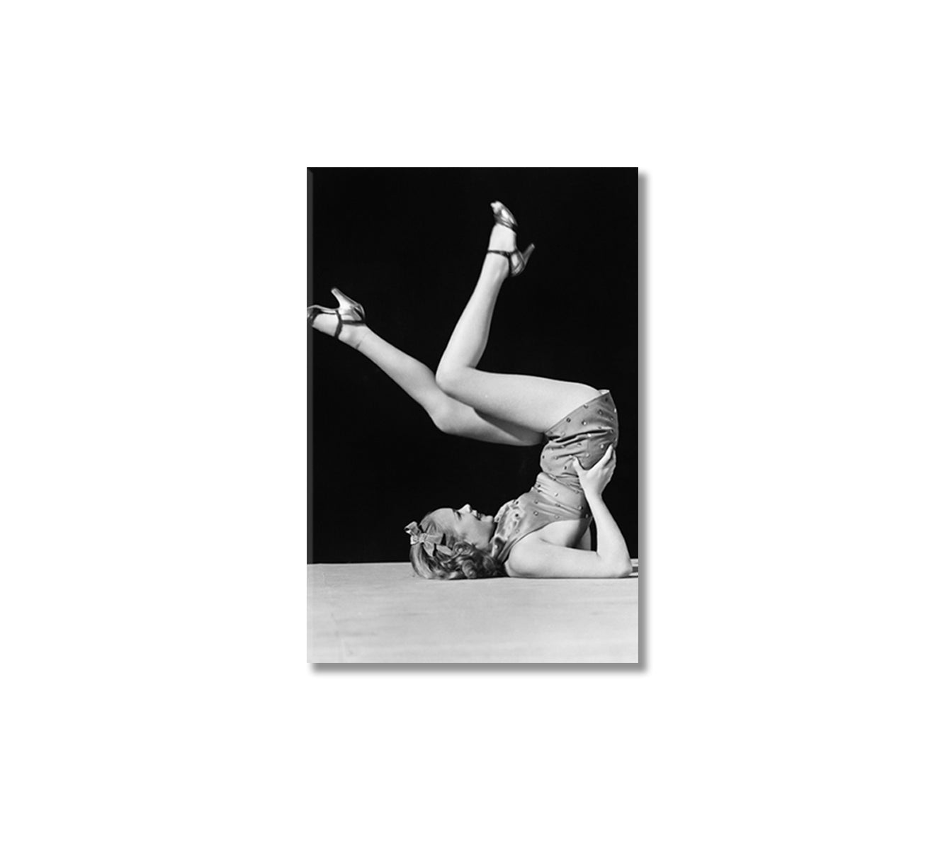 Woman Gymnast Black And White Print-Canvas Print-CetArt-1 panel-16x24 inches-CetArt