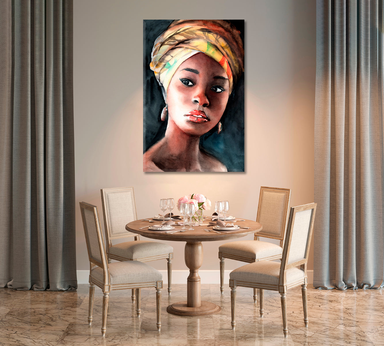 Woman in Turban Bedroom Wall Decor-Canvas Print-CetArt-1 panel-16x24 inches-CetArt