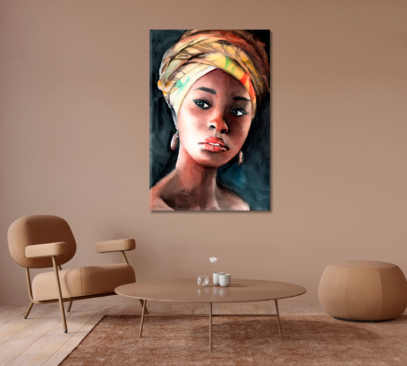 Woman in Turban Bedroom Wall Decor-Canvas Print-CetArt-1 panel-16x24 inches-CetArt