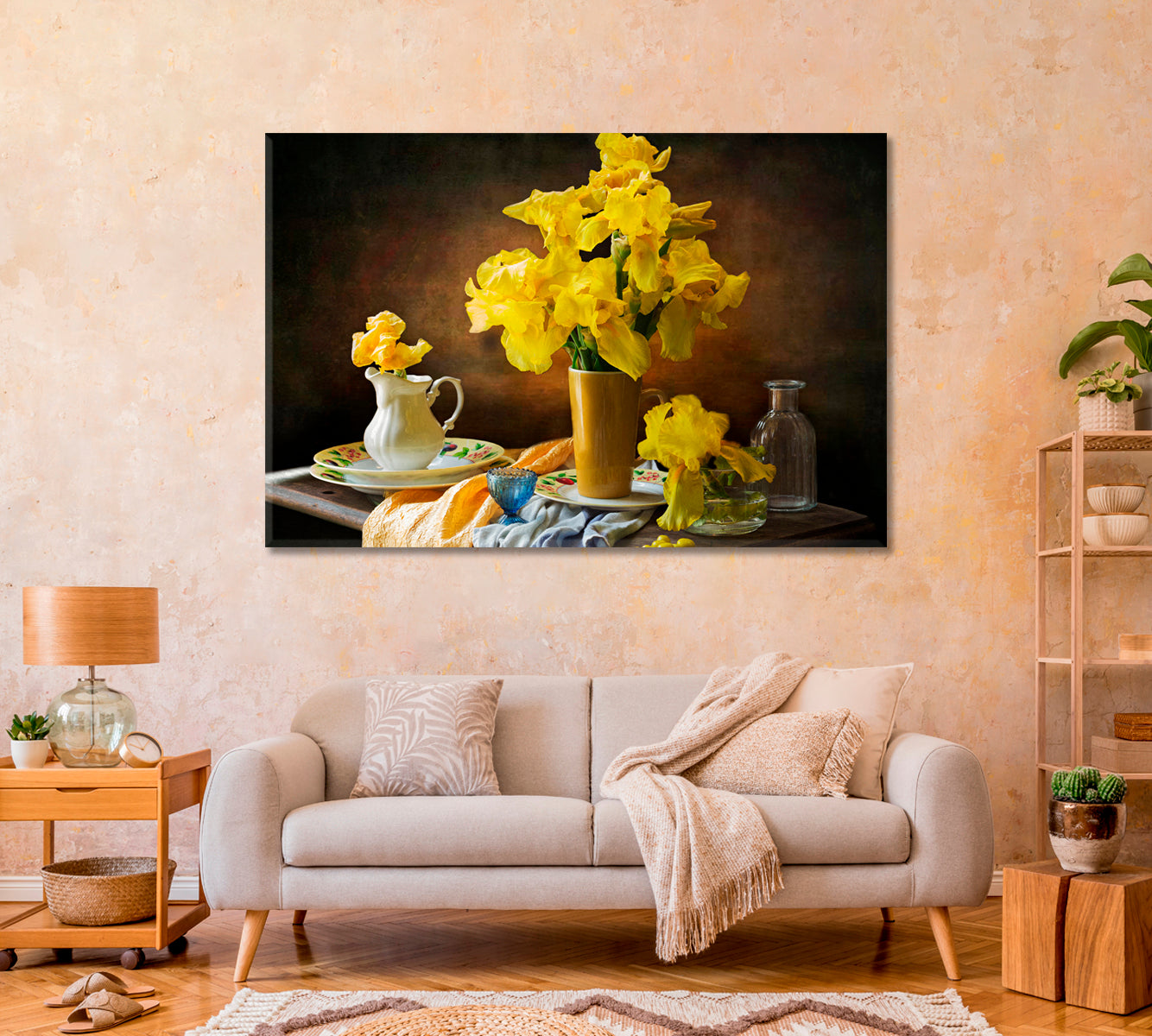 Yellow Irises Still Life Art Print-Canvas Print-CetArt-1 Panel-24x16 inches-CetArt