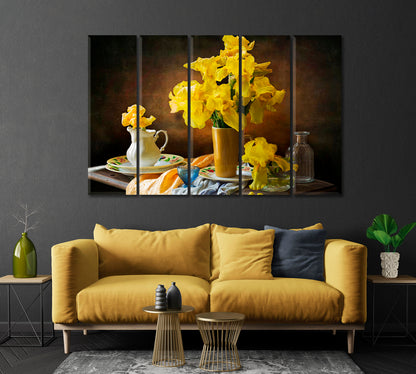 Yellow Irises Still Life Art Print-Canvas Print-CetArt-1 Panel-24x16 inches-CetArt