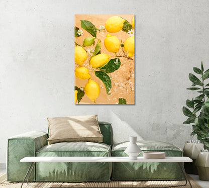 Yellow Ripe Lemons Canvas Art Decor-Canvas Print-CetArt-1 panel-16x24 inches-CetArt