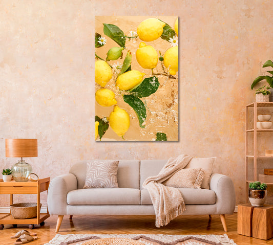 Yellow Ripe Lemons Canvas Art Decor-Canvas Print-CetArt-1 panel-16x24 inches-CetArt