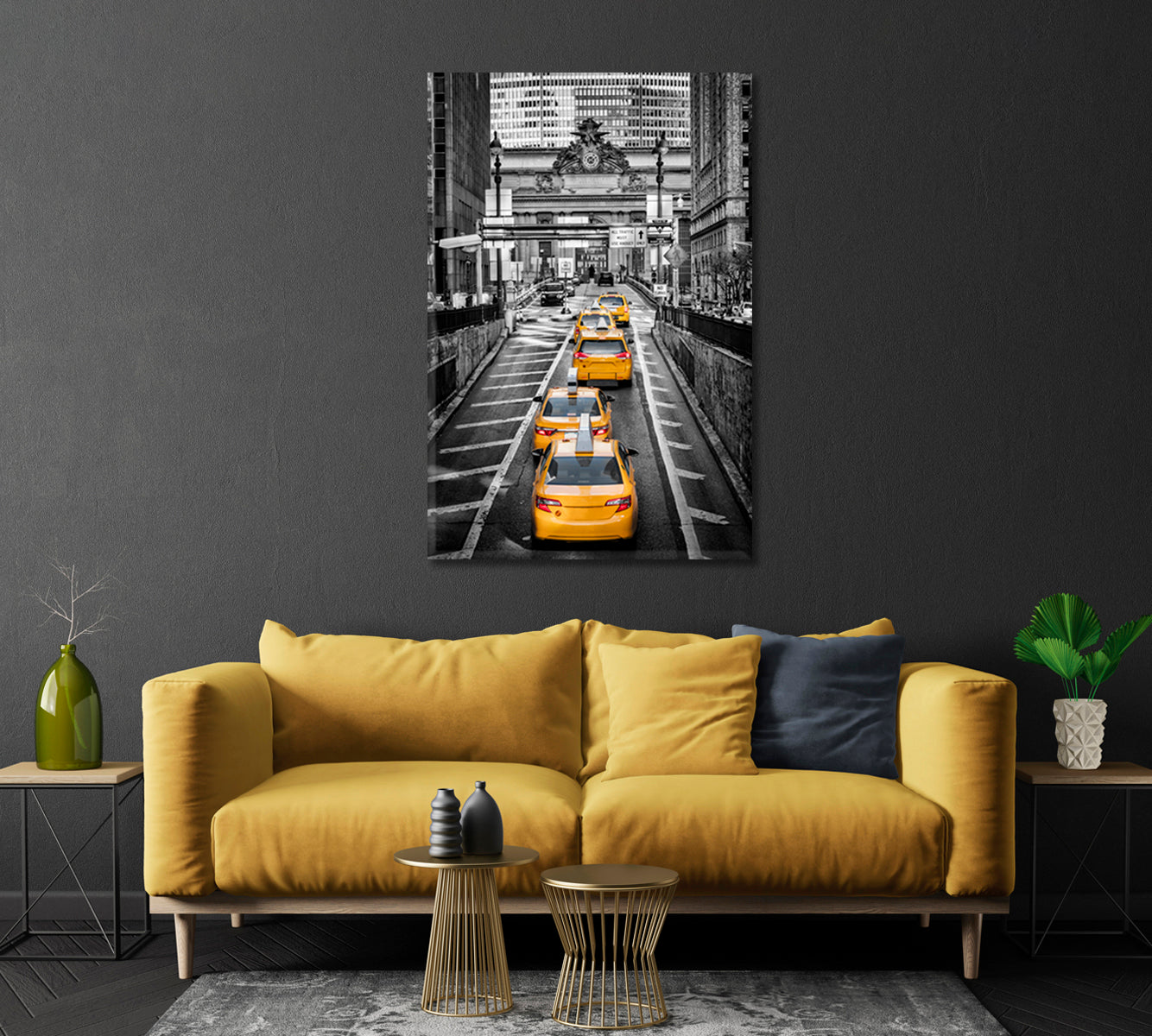 New York Yellow Сabs Canvas Print-Canvas Print-CetArt-1 panel-16x24 inches-CetArt