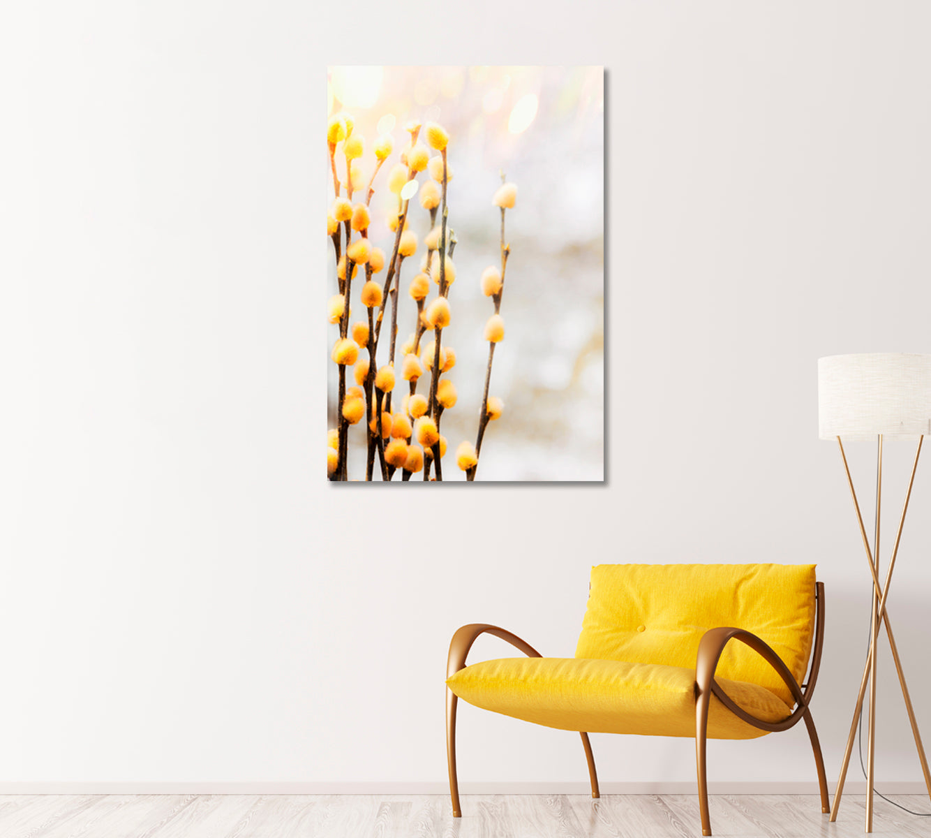 Yellow Willow Branches Giclee Art Decor-Canvas Print-CetArt-1 panel-16x24 inches-CetArt