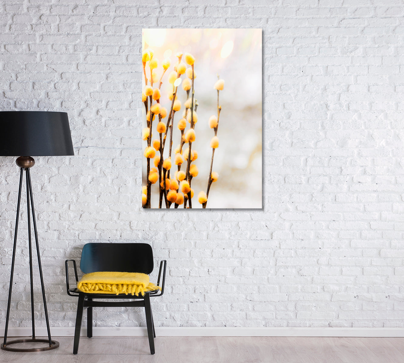 Yellow Willow Branches Giclee Art Decor-Canvas Print-CetArt-1 panel-16x24 inches-CetArt