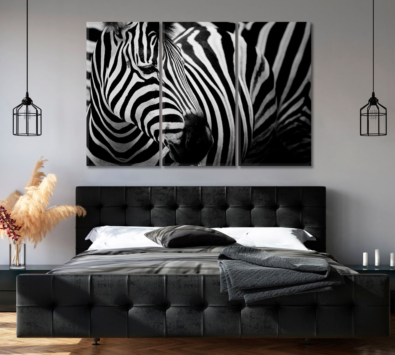 Zebra Black and White Wall Art-Canvas Print-CetArt-1 Panel-24x16 inches-CetArt