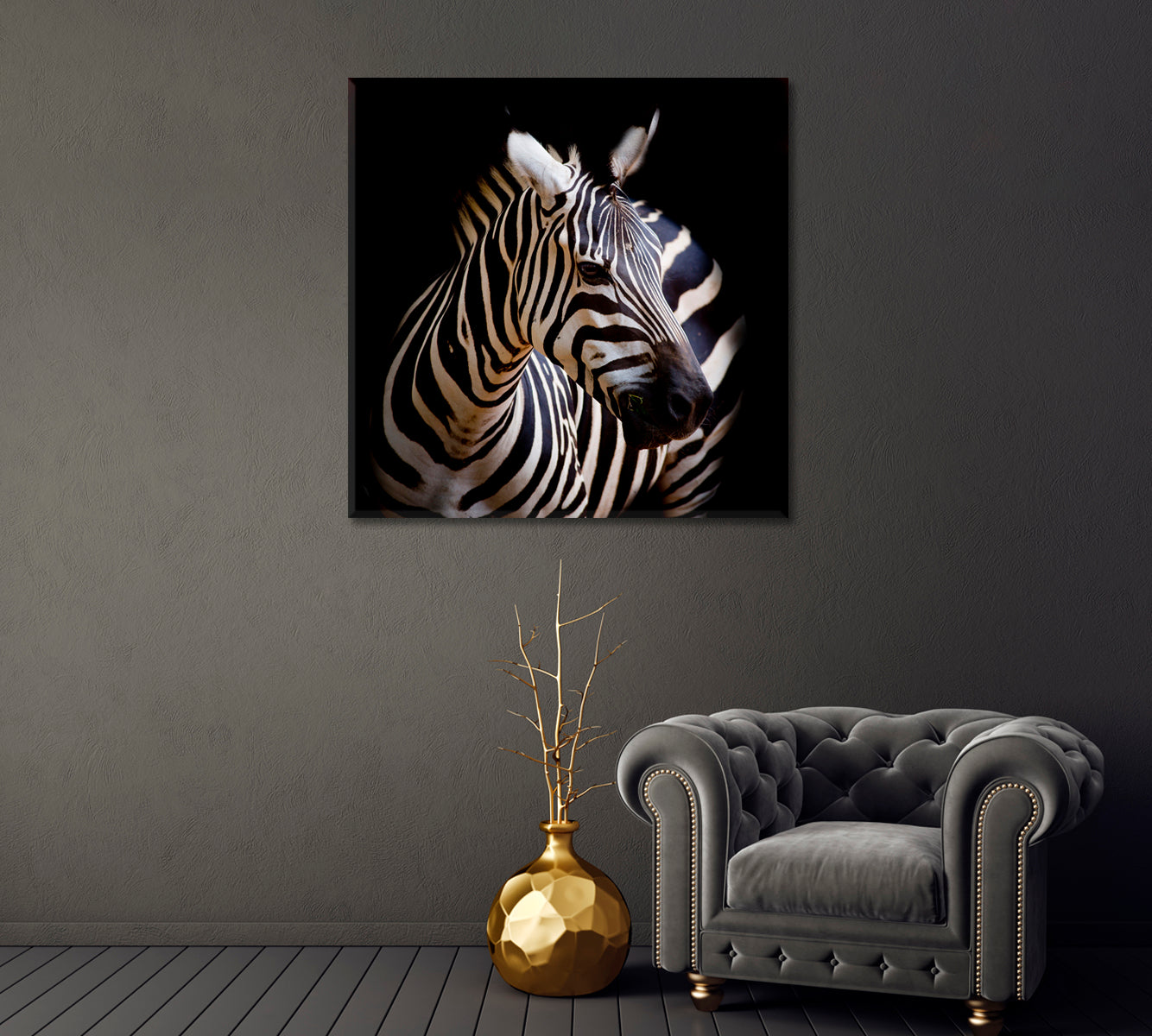 Burchell Zebra Wall Art Decor-Canvas Print-CetArt-1 panel-12x12 inches-CetArt