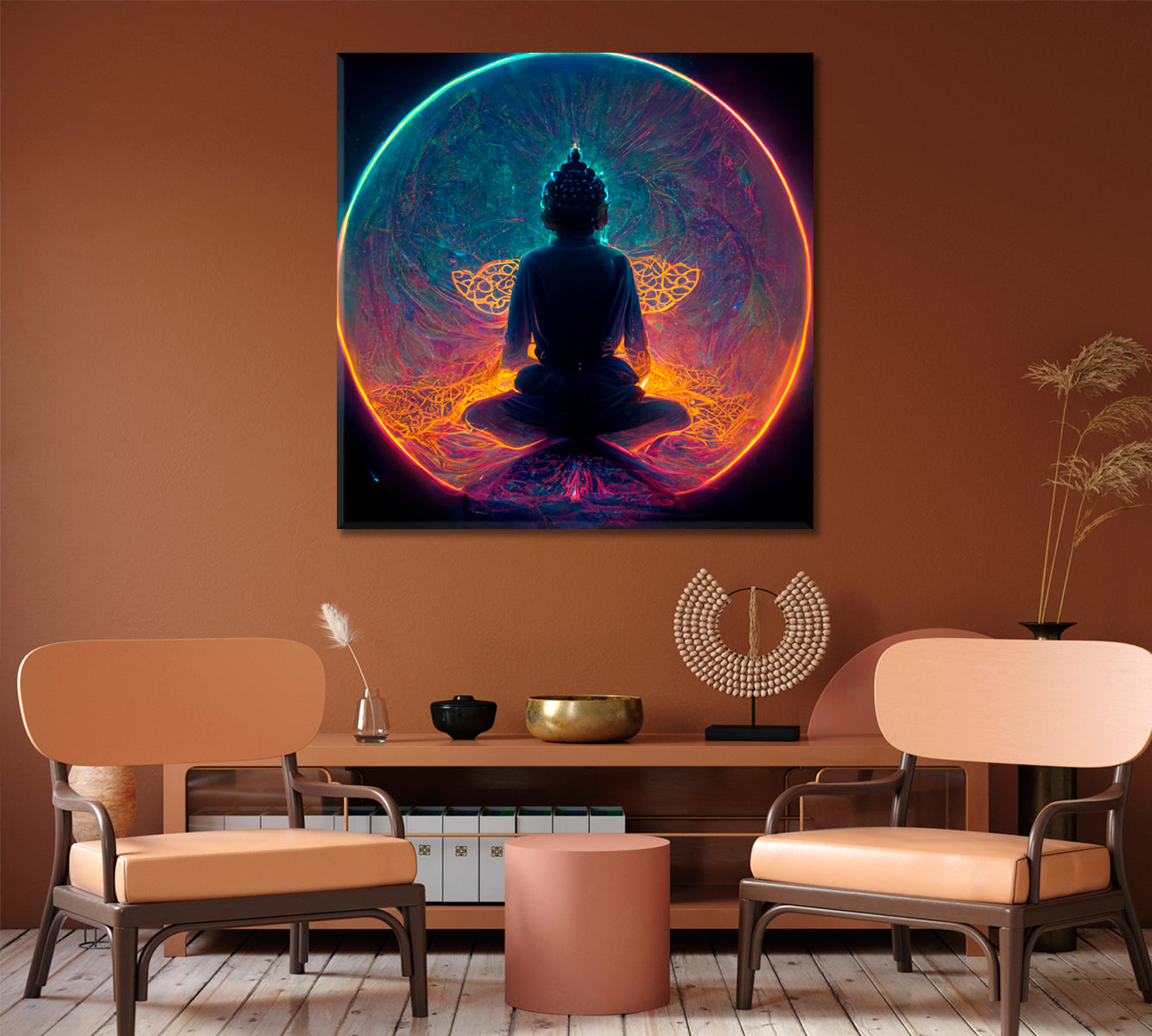 Buddha Silhouettes Wall Art Home Decor-Canvas Print-CetArt-1 panel-12x12 inches-CetArt