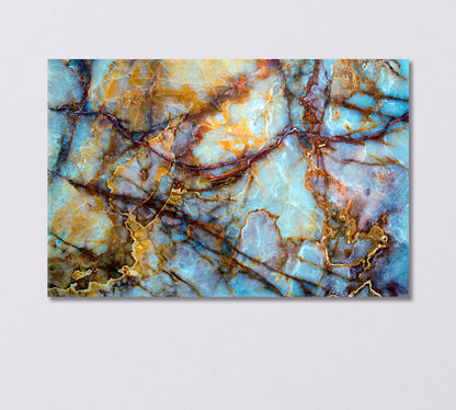 Blue and Gold Onyx Marble Stone Canvas Print-Canvas Print-CetArt-1 Panel-24x16 inches-CetArt