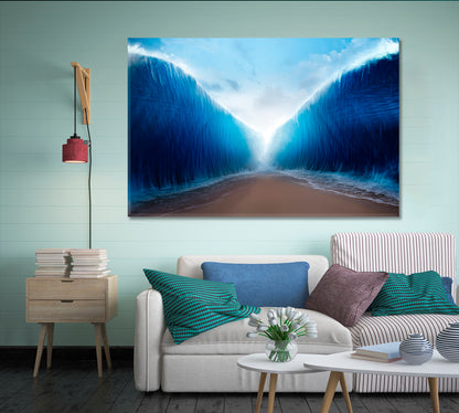 Ocean Inspired By Bible Event Of Moses Canvas Print-Canvas Print-CetArt-1 Panel-24x16 inches-CetArt