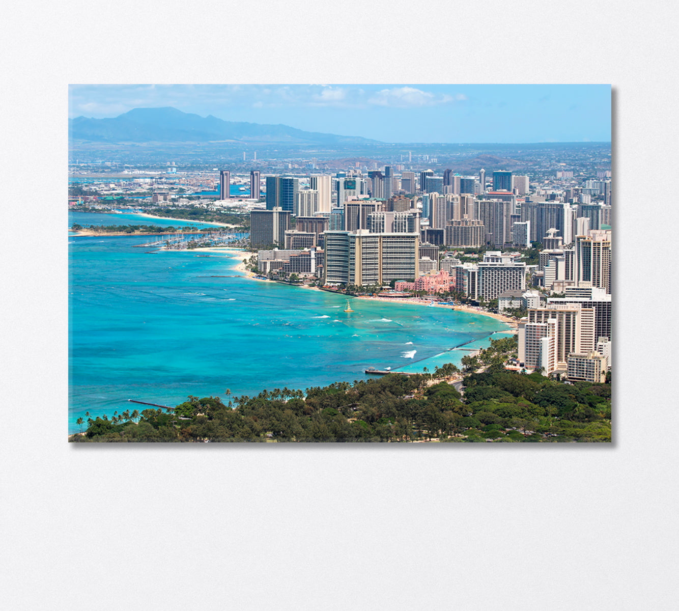 Skyscrapers at Waikiki Beach Hawaii Canvas Print-Canvas Print-CetArt-1 Panel-24x16 inches-CetArt