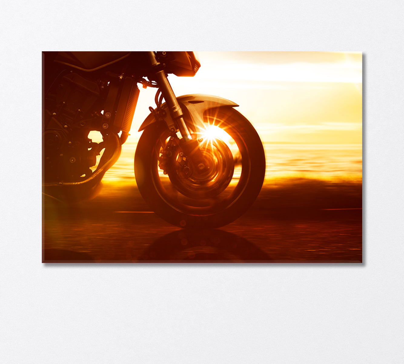 Motorcycle on the Coastal Road at Sunset Canvas Print-Canvas Print-CetArt-1 Panel-24x16 inches-CetArt