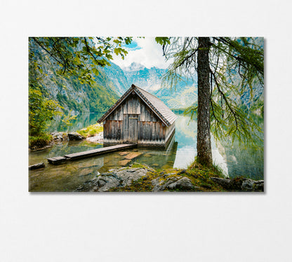 Old Wooden House on Picturesque Lake Obersee Germany Canvas Print-Canvas Print-CetArt-1 Panel-24x16 inches-CetArt