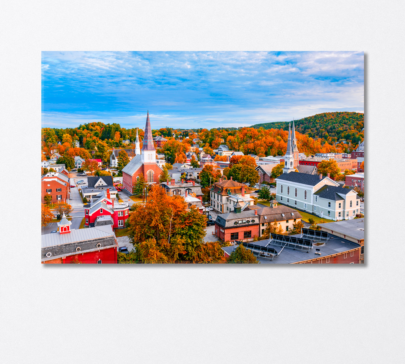 Autumn City Montpelier Vermont USA Canvas Print-Canvas Print-CetArt-1 Panel-24x16 inches-CetArt