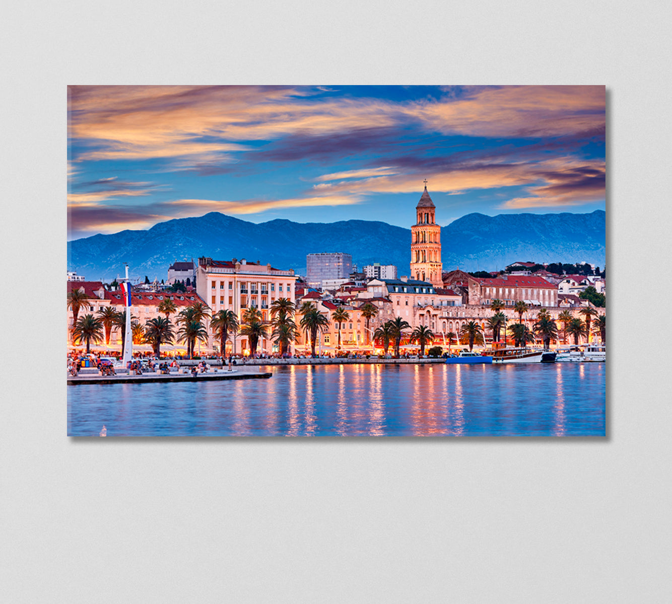 Night City Split Croatia Canvas Print-Canvas Print-CetArt-1 Panel-24x16 inches-CetArt