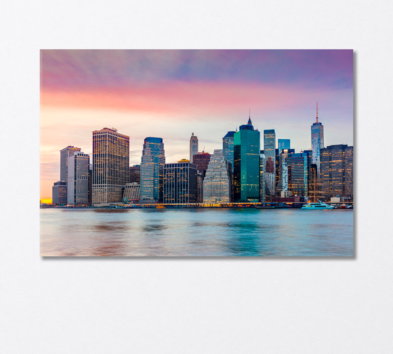 Sunset over Manhattan Skyscrapers Canvas Print-Canvas Print-CetArt-1 Panel-24x16 inches-CetArt