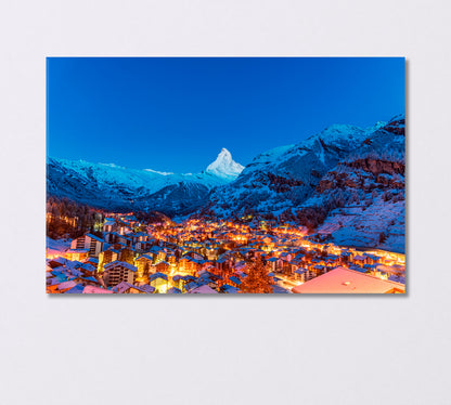 Village Zermatt Switzerland Canvas Print-Canvas Print-CetArt-1 Panel-24x16 inches-CetArt