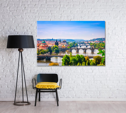 Bridges Vltava River Prague Canvas Print-Canvas Print-CetArt-1 Panel-24x16 inches-CetArt