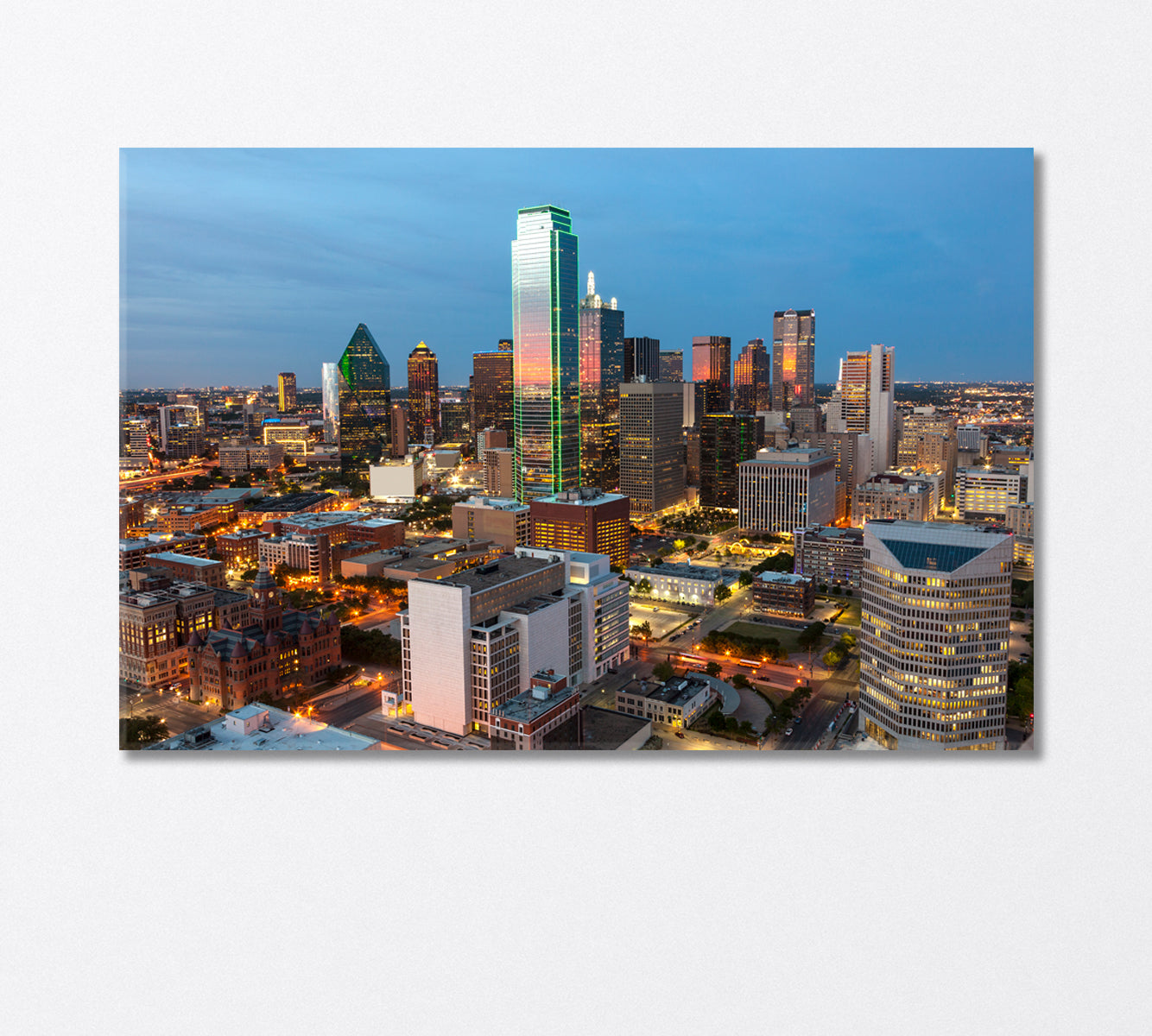 Night View of Central Dallas USA Canvas Print-Canvas Print-CetArt-1 Panel-24x16 inches-CetArt