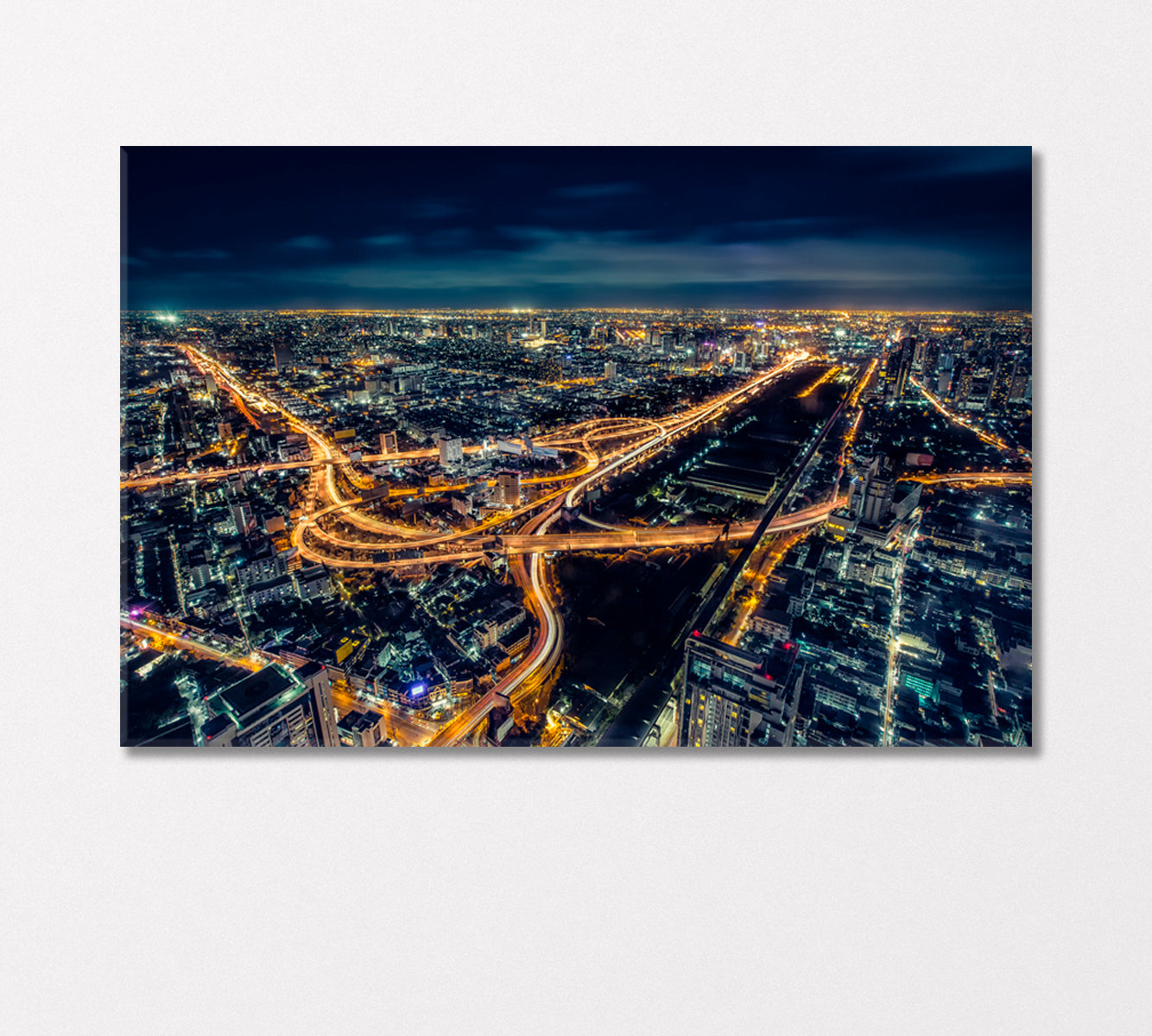 Bangkok Cityscape at Night Thailand Canvas Print-Canvas Print-CetArt-1 Panel-24x16 inches-CetArt