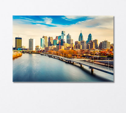 Philadelphia and River Schuylkill Pennsylvania USA Canvas Print-Canvas Print-CetArt-1 Panel-24x16 inches-CetArt