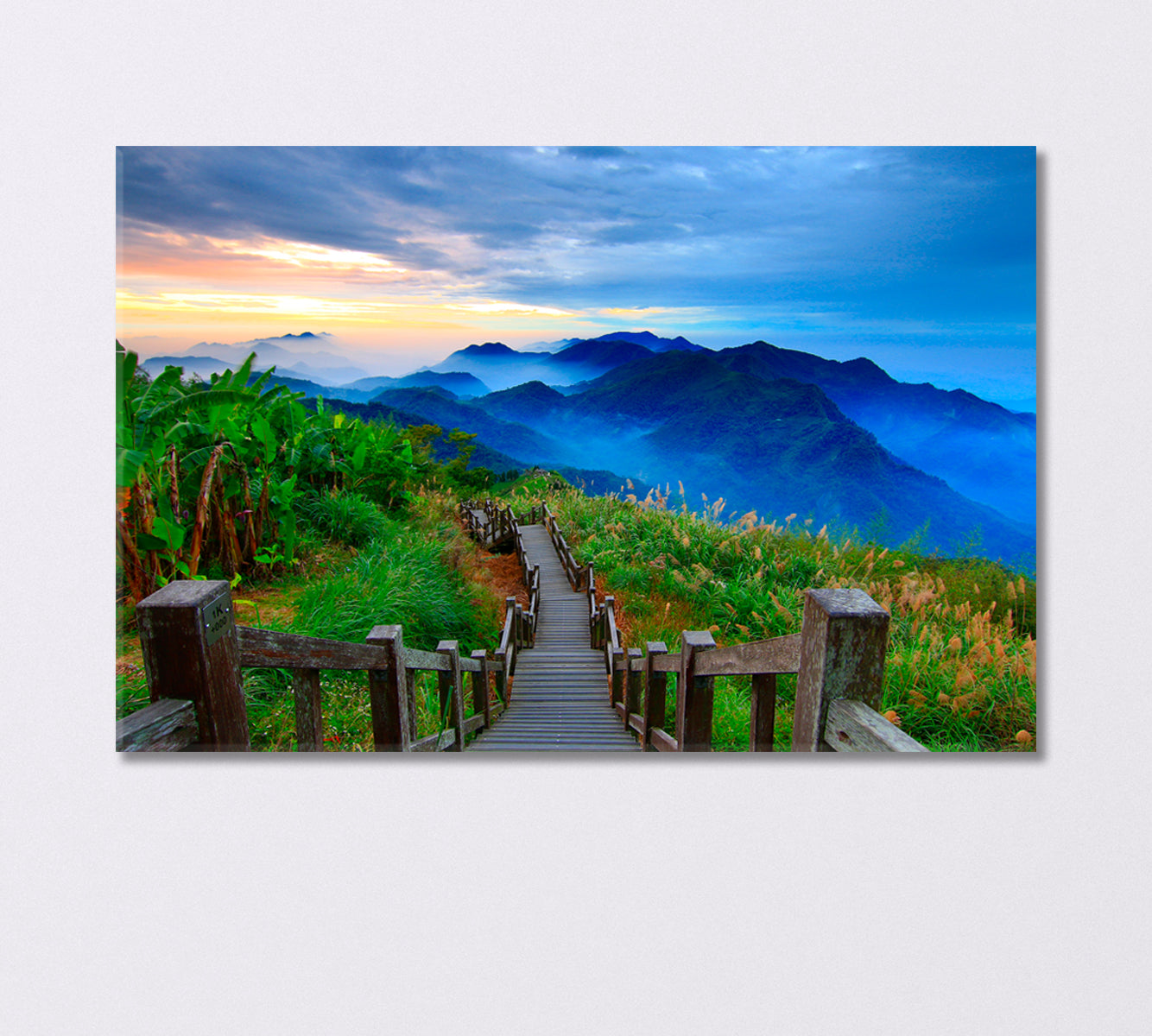 Stairway to the Breathtaking Mountains of Taiwan Canvas Print-Canvas Print-CetArt-1 Panel-24x16 inches-CetArt