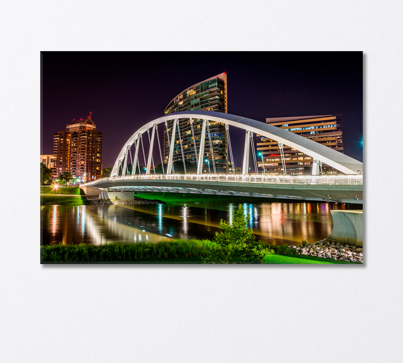 Discovery Bridge in Columbus Ohio USA Canvas Print-Canvas Print-CetArt-1 Panel-24x16 inches-CetArt