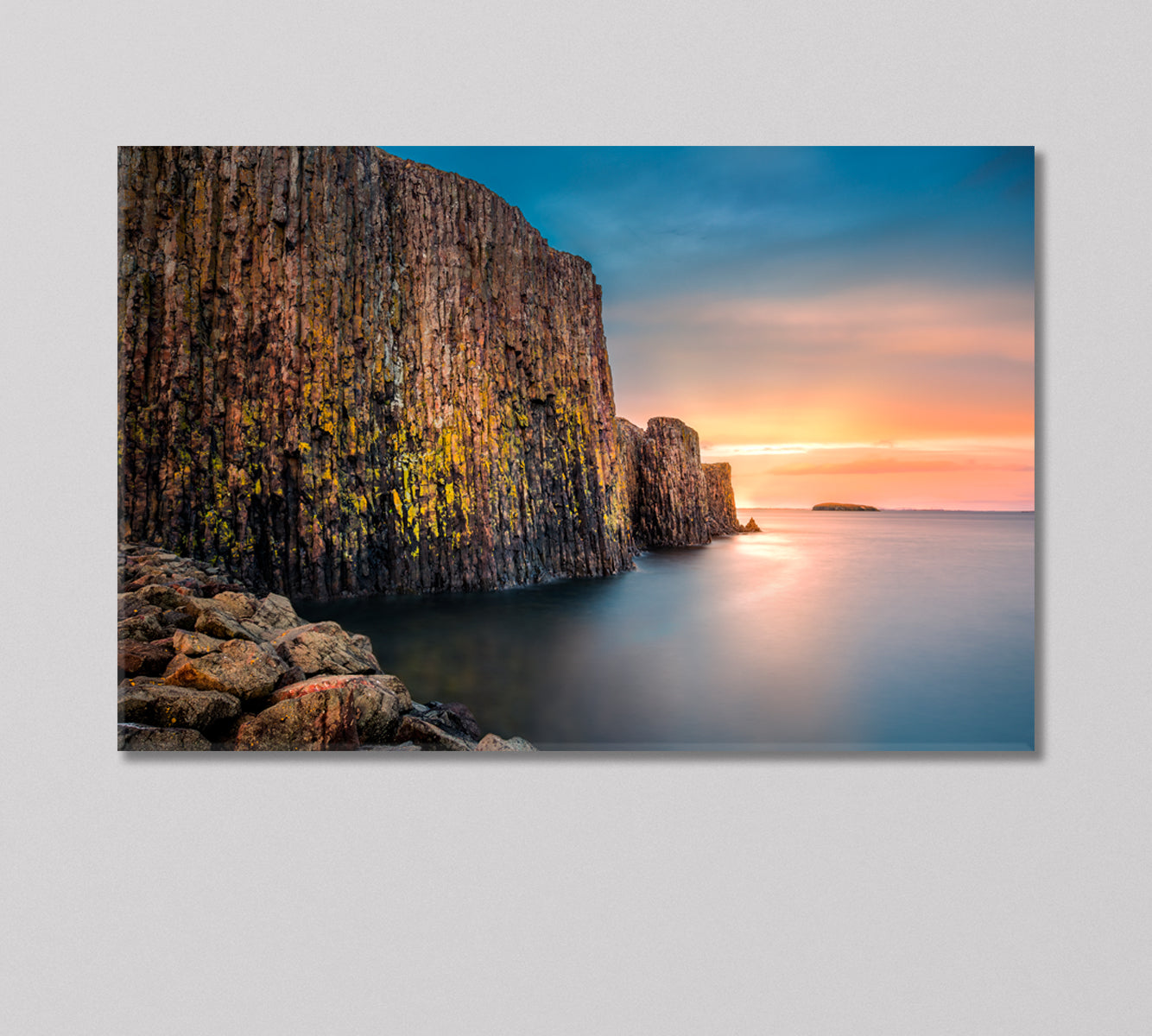 Basalt Columns in Sugandisey Island Iceland Canvas Print-Canvas Print-CetArt-1 Panel-24x16 inches-CetArt