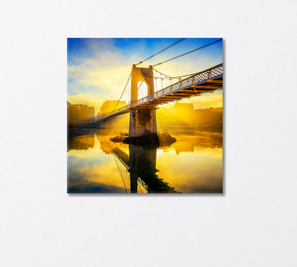 Sunrise Pedestrian Bridge Lyon France Canvas Print-Canvas Print-CetArt-1 panel-12x12 inches-CetArt