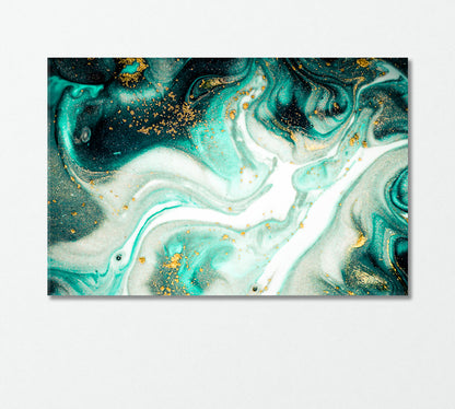 Abstract Oriental Turquoise Wave Pattern Canvas Print-Canvas Print-CetArt-1 Panel-24x16 inches-CetArt