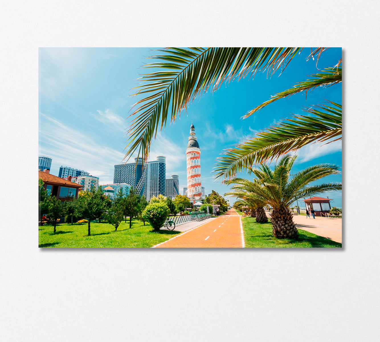 Batumi Georgia Embankment with Modern Buildings and Tower Canvas Print-Canvas Print-CetArt-1 Panel-24x16 inches-CetArt