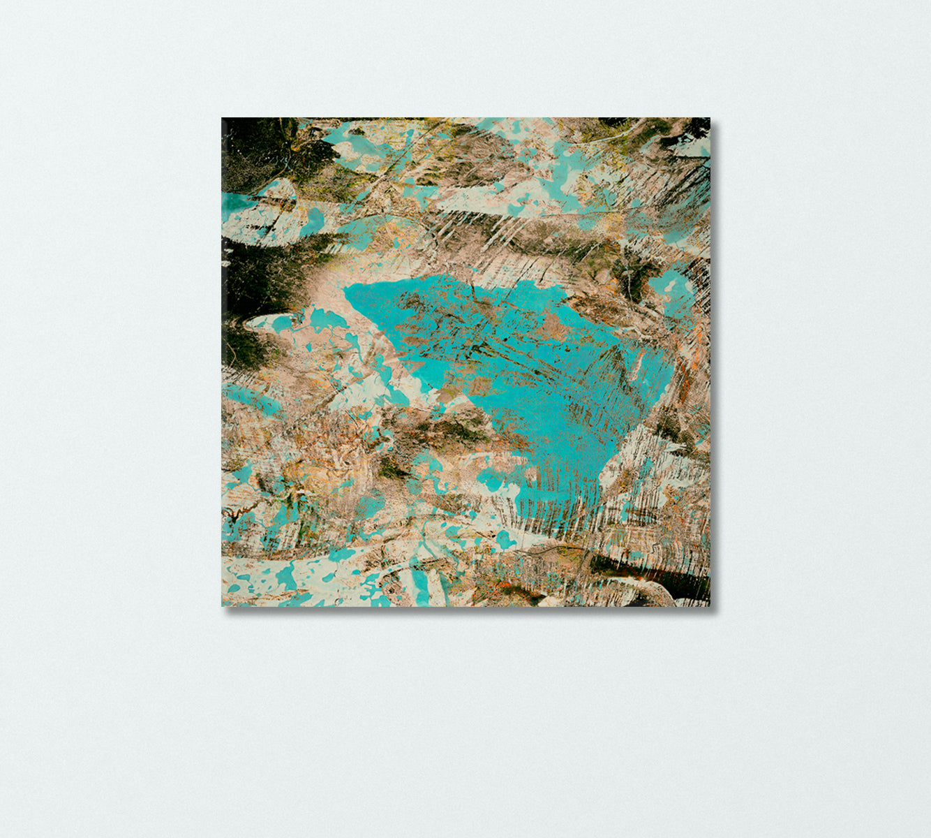 Abstract Brown and Turquoise Pattern Canvas Print-Canvas Print-CetArt-1 panel-12x12 inches-CetArt